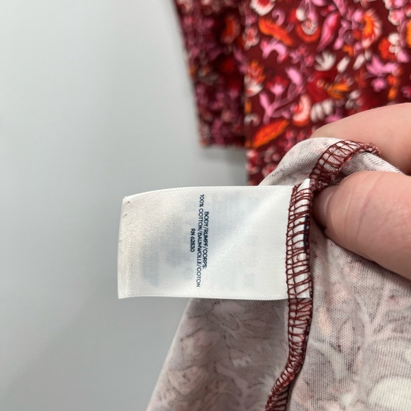 LandsEnd Red Floral Long Sleeve Midi Cotton Dress Size M - Picture 7 of 11